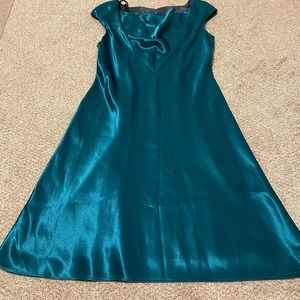Teal satin dress
